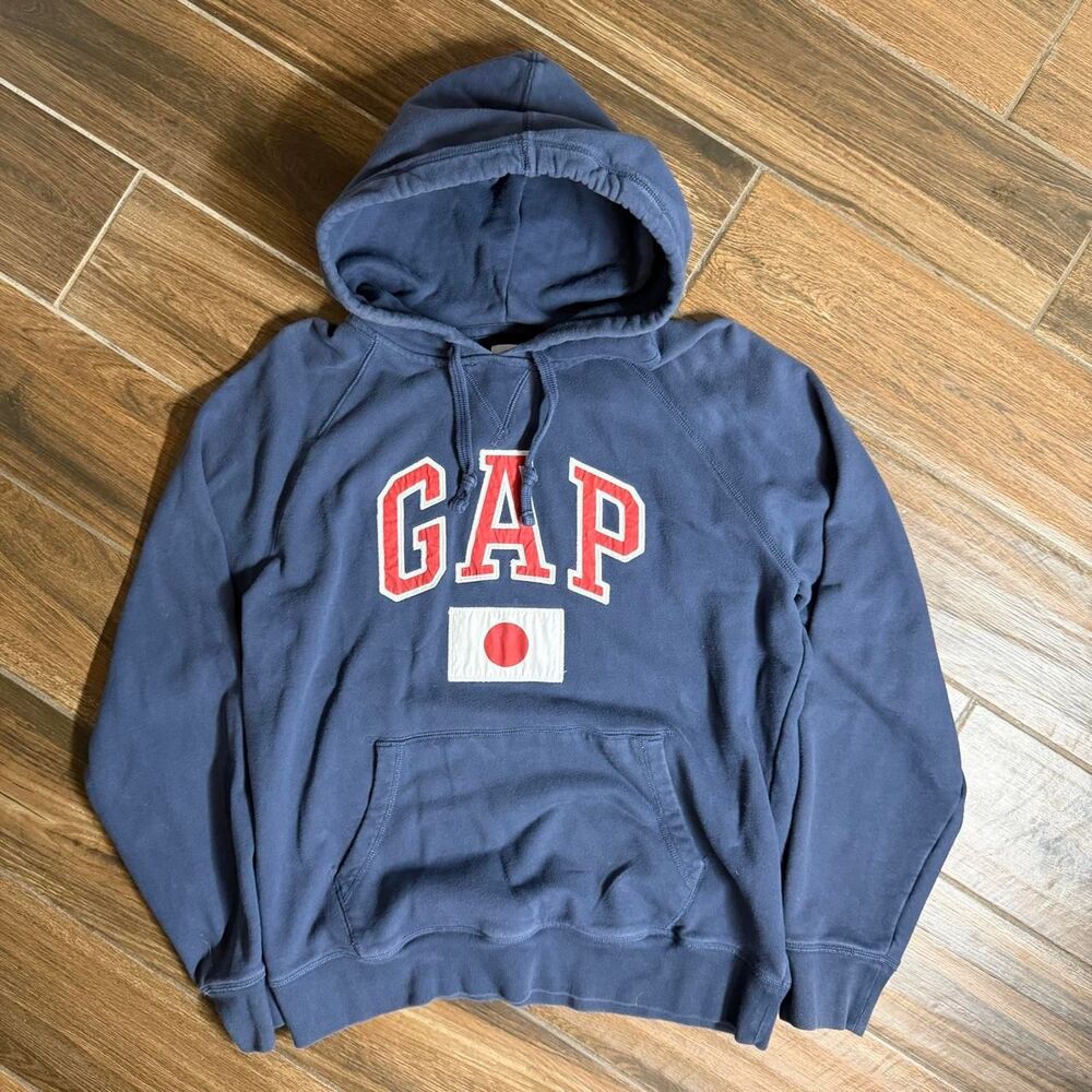2000s GAP Japan Flag Varsity Appliqué Pullover Hoodie Y2K